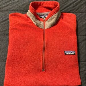 Patagonia Red Fleece Half-Zip with Tan Accents